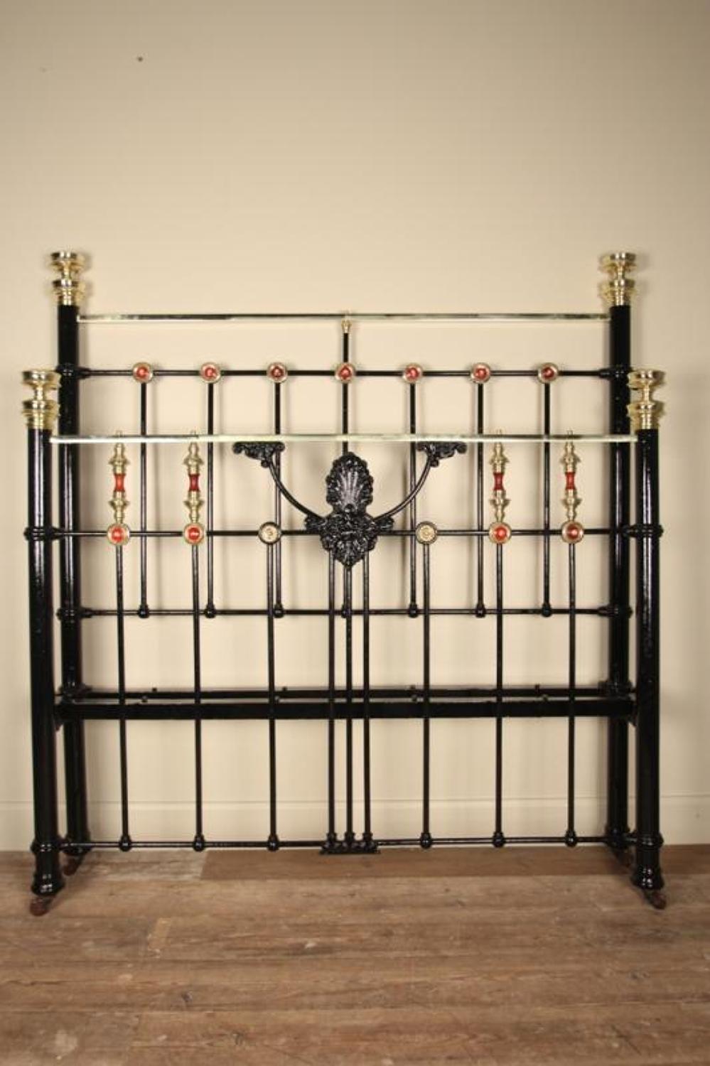Art Deco Double Brass, Iron & Lucite Bed 4ft 6