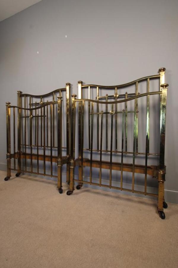 Pair of American Twin Brass Beds (Singles)