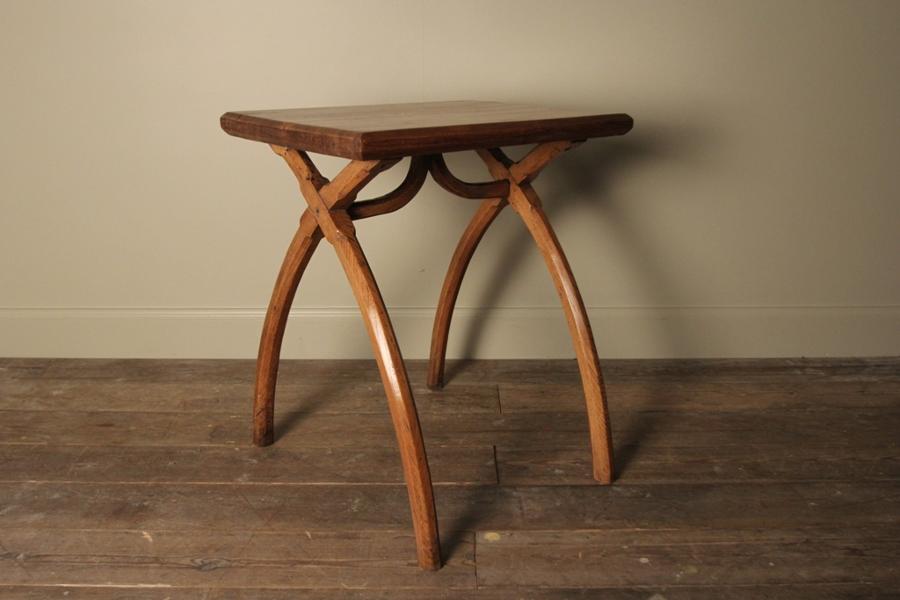 Stylish 19th C. X Frame Elm & Pine Side Table