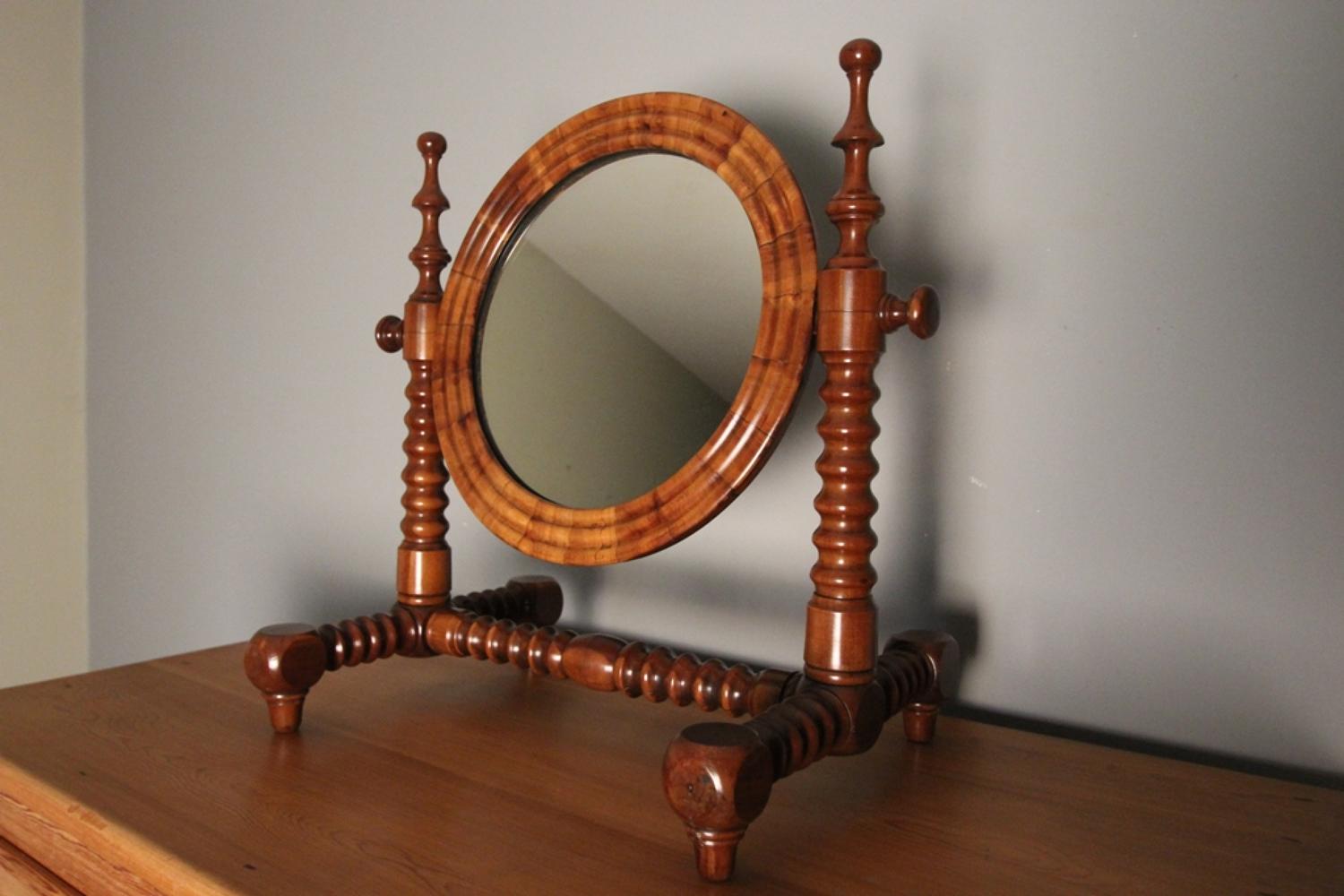 Stunning 19th C. Yew Wood Table Mirror