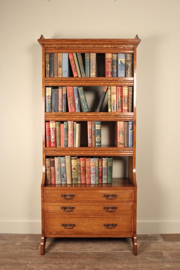 19th C. Small Light Oak Bookcase Cabinet