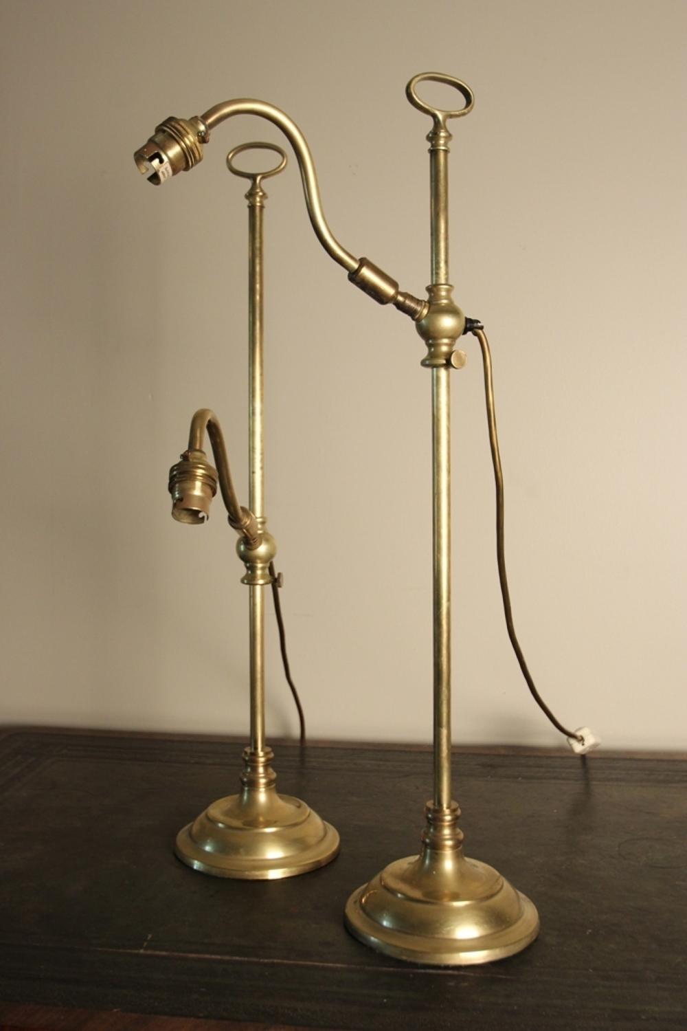 High Quality Pair of Adjustable Brass Table Lamps