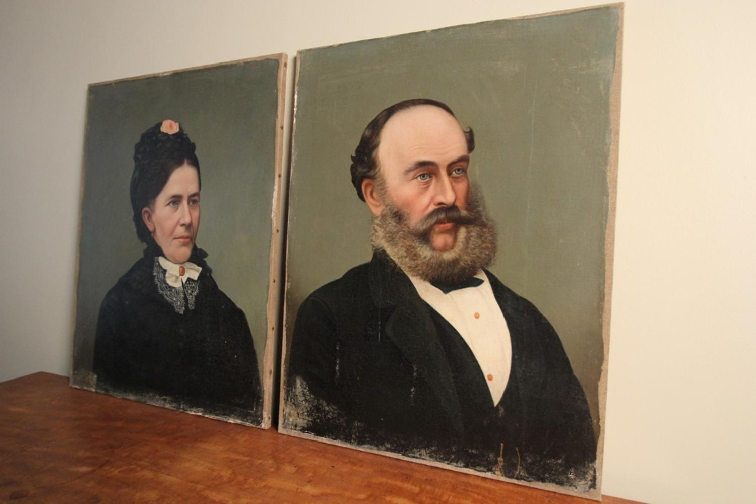 Pair of Edwardian Oil Portraits