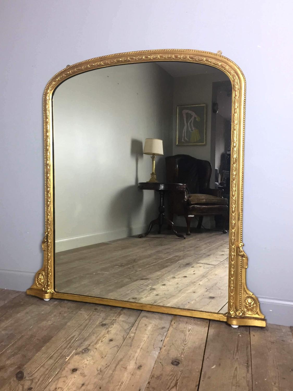 Classic 19th Century Giltwood Overmantle Mirror