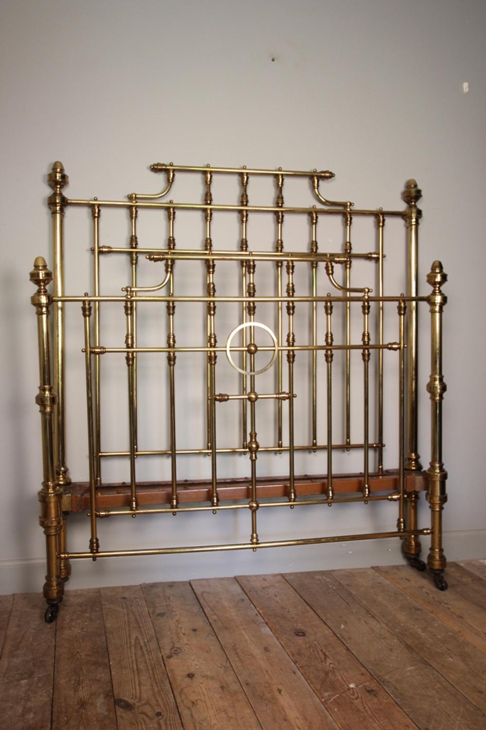 Wonderful Brass Double Bed with Original Lacquer Finish 4ft 6