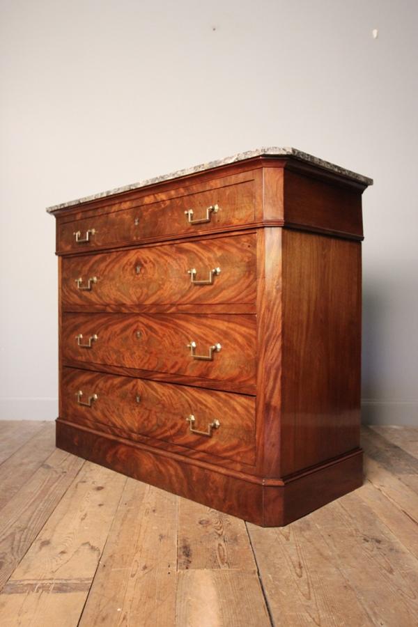 Stunning Louis Philippe Mahogany Commode Chest Of Drawers