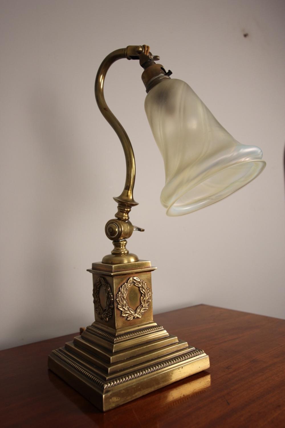 Edwardian Brass Adjustable Table Desk Lamp