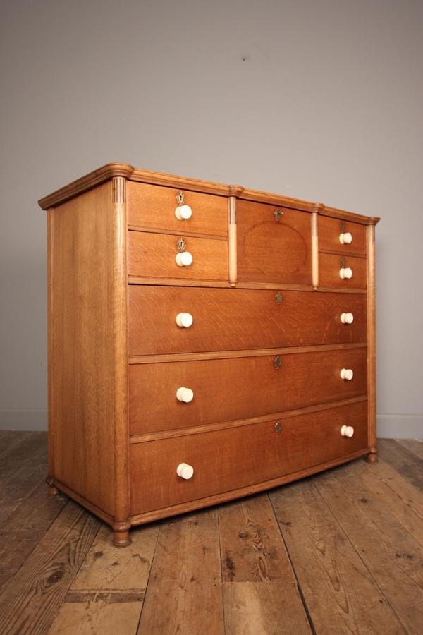 Superb Arts & Crafts Oak Inlaid Chest of Drawers