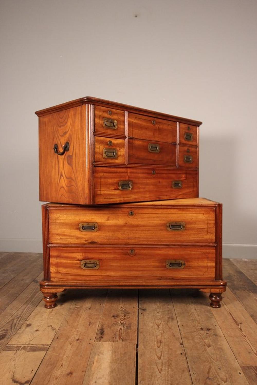Small 19th Century Campaign Military Chest of Drawers