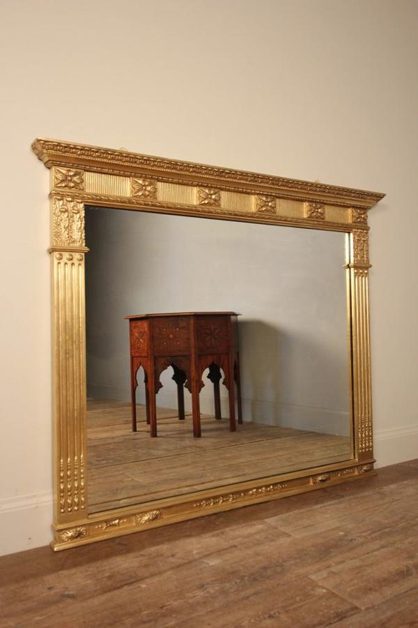 19th C Giltwood Overmantle Mirror