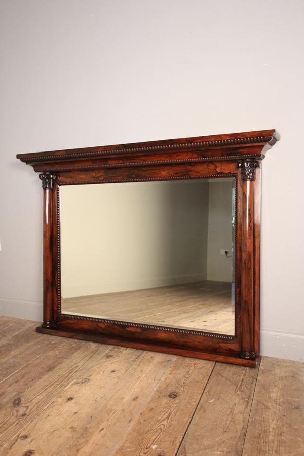 Large George IV Rosewood Overmantle Wall Mirror