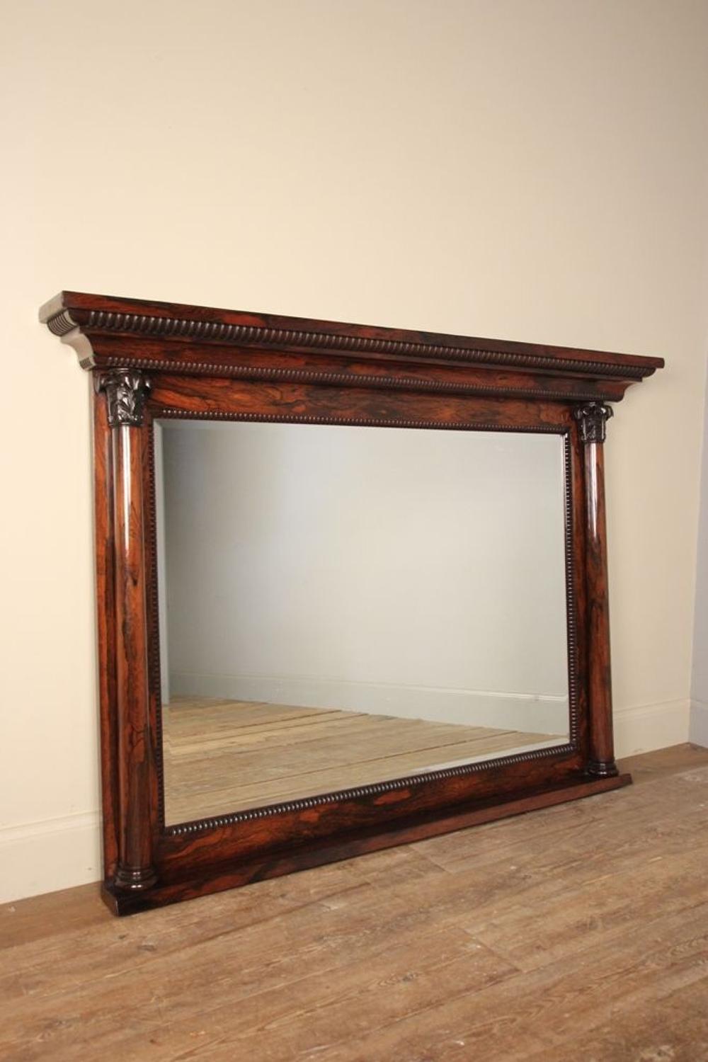 Large George IV Rosewood Overmantle Wall Mirror