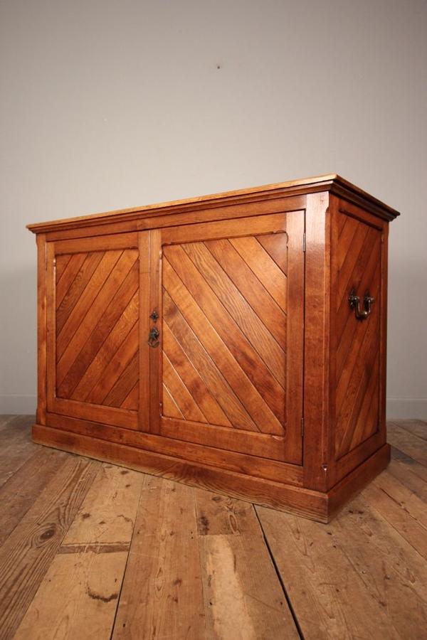 Striking 19th C Gothic Oak Shop Counter Cabinet