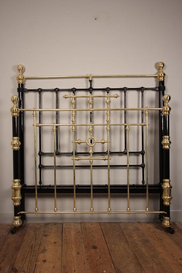Victorian Brass & Cast Iron Double Bed (4 ft 6