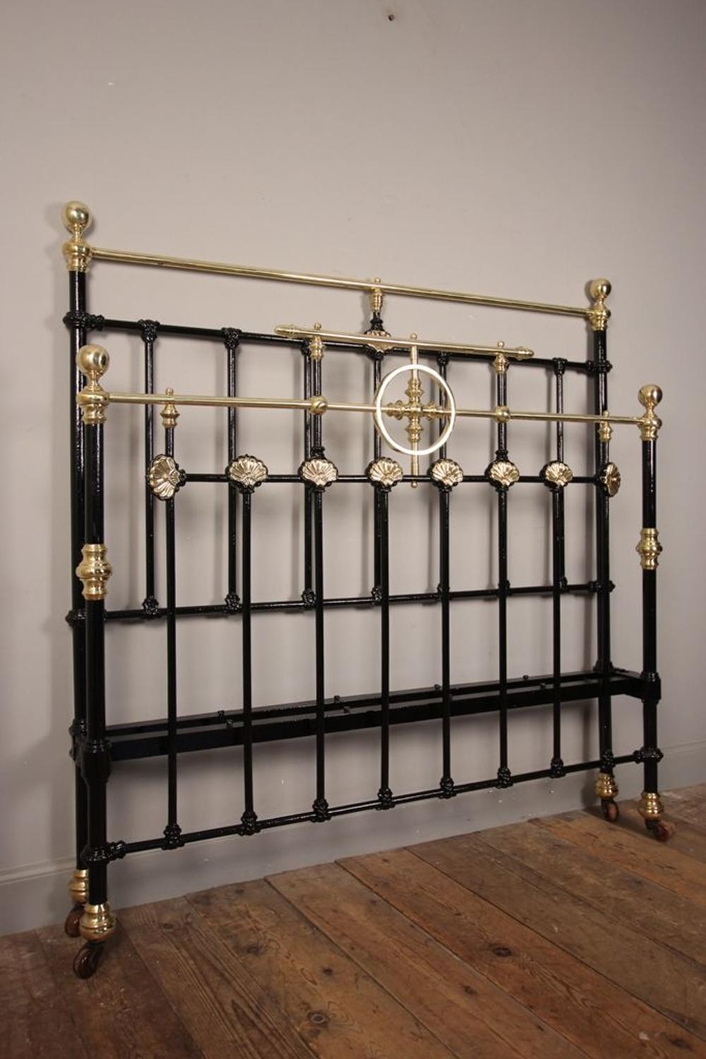 Victorian Brass and Cast Iron Double Bed (4 ft 6