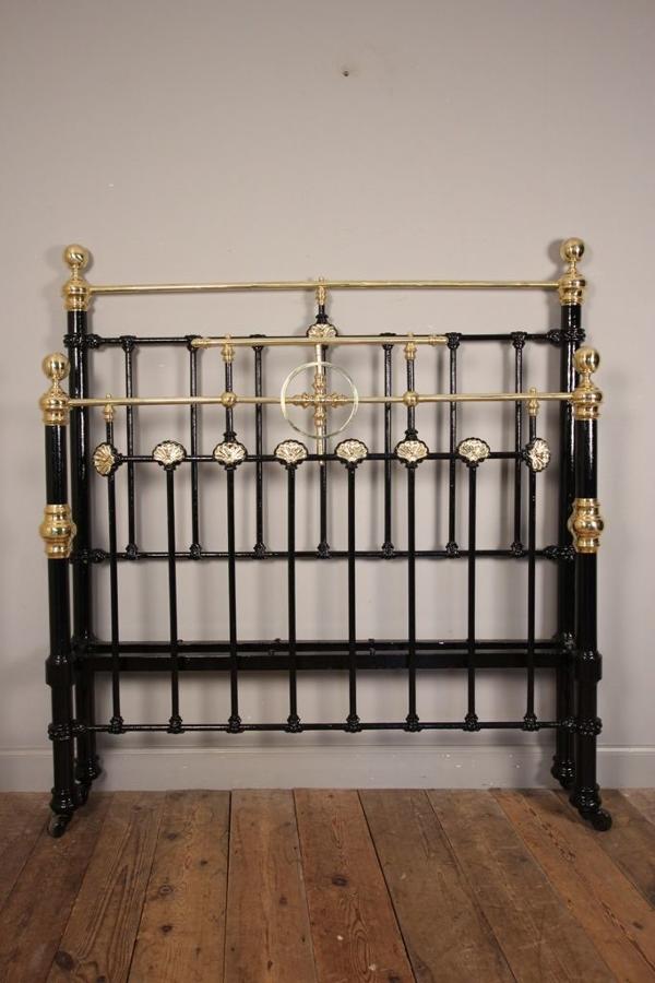 Victorian Brass and Cast Iron Double Bed (4 ft 6