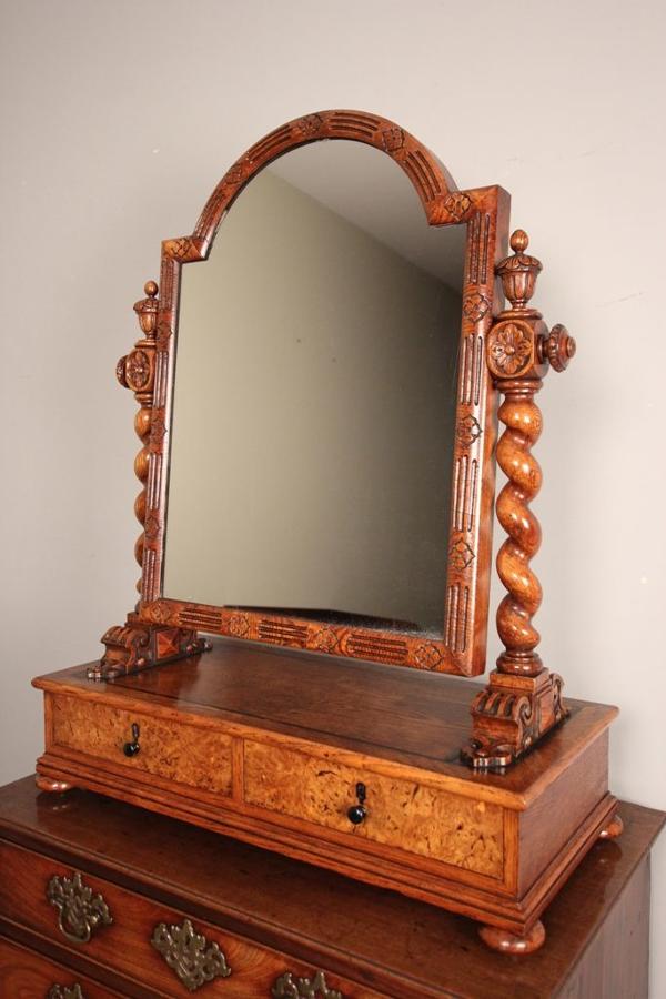 Superb Oak Gothic Table Mirror in the manner of Richard Bridgens