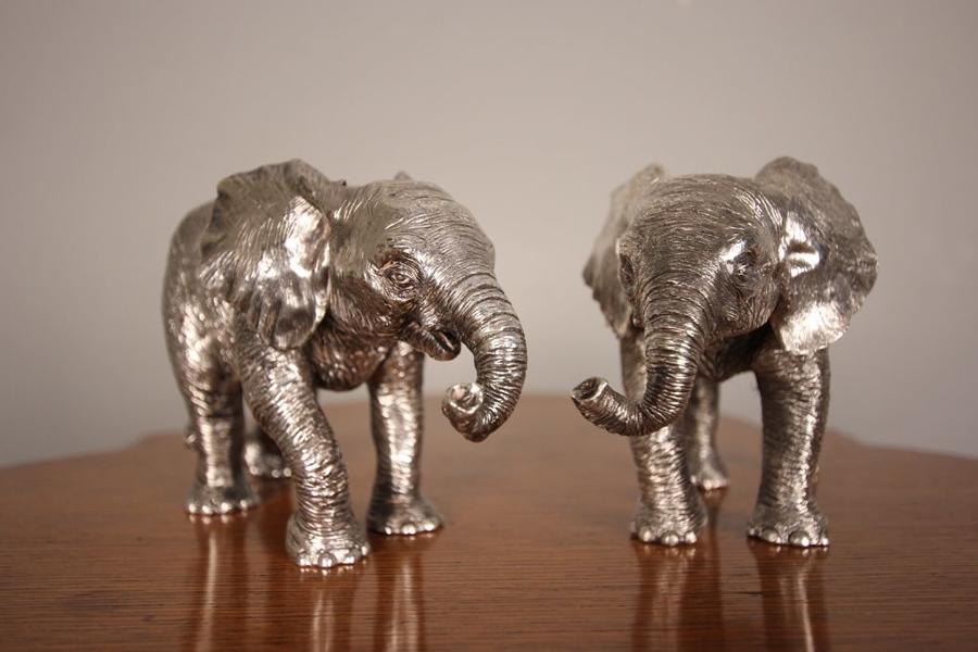 Super Pair of Sterling Silver Elephants