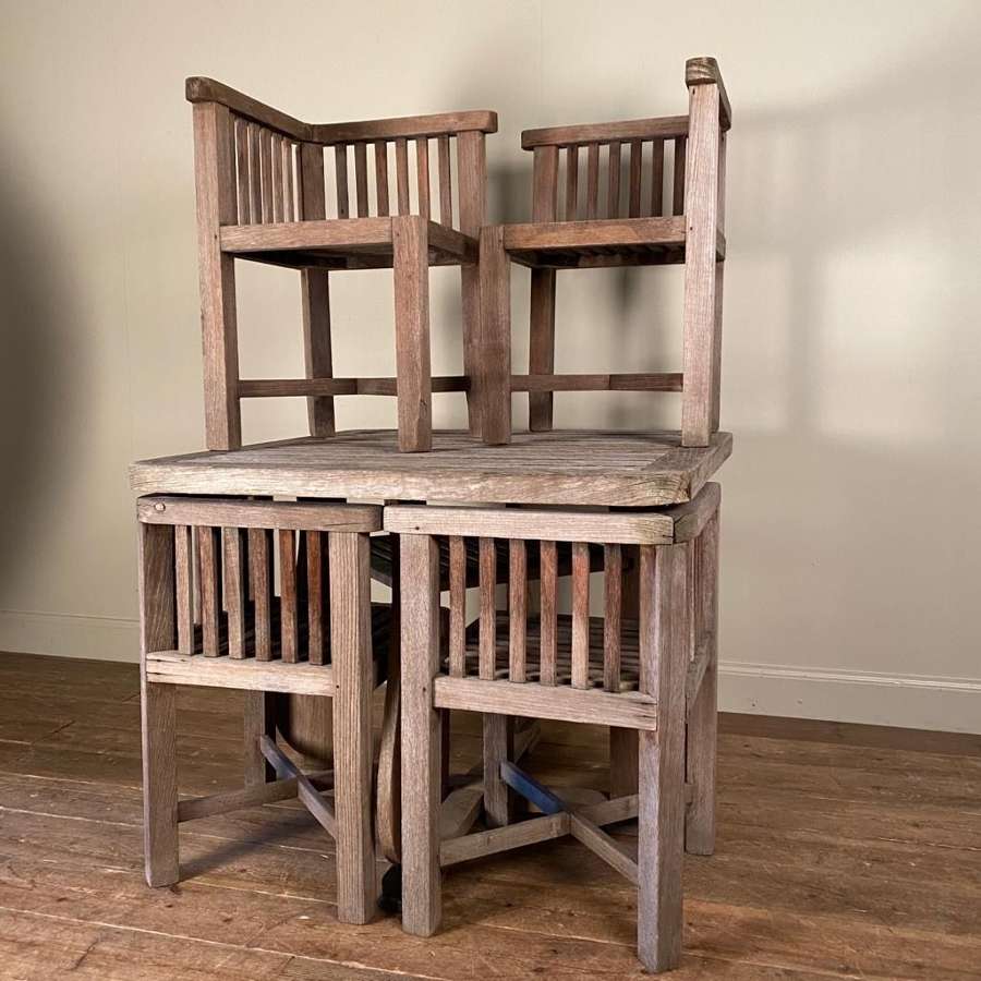 1930's Heals Plus 4 Teak Garden Table and Chairs