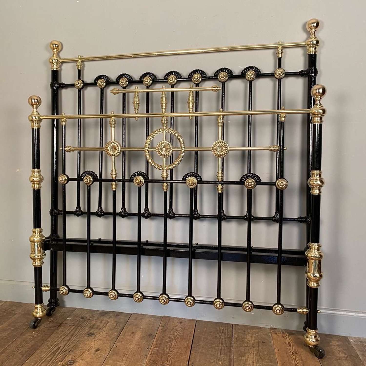 19th C Brass & Iron Double Bed
