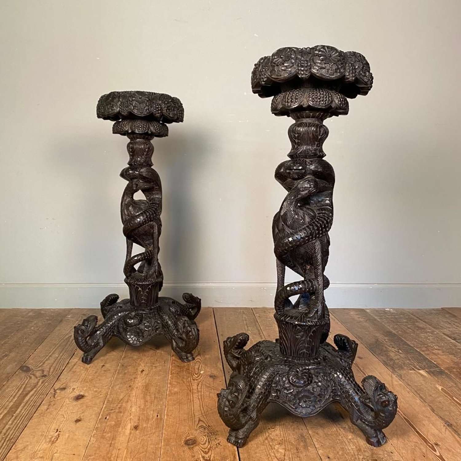 Superb Pair of 19th C. Anglo Indian Torcheres