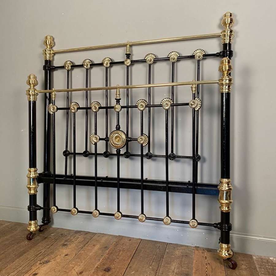 19th C Brass & Iron Rosette Bed (Double)