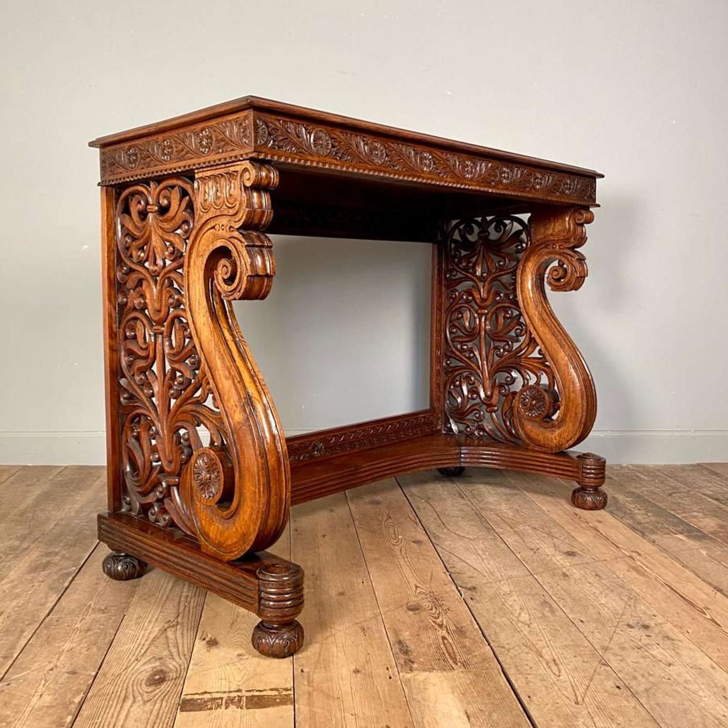 Spectacular 19th C Anglo-Indian Padouk Console Table