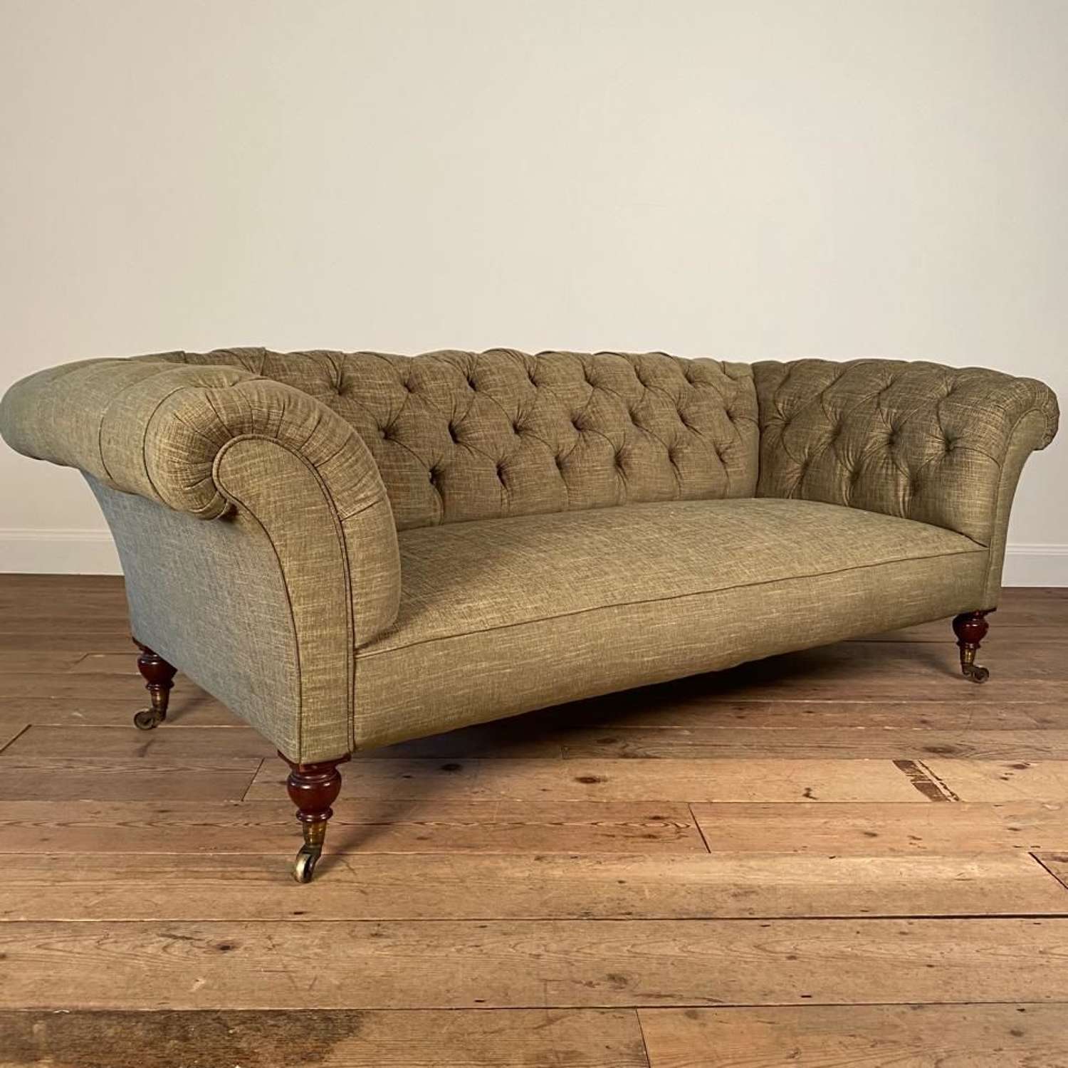 19th C Mahogany Upholstered Chesterfield Sofa