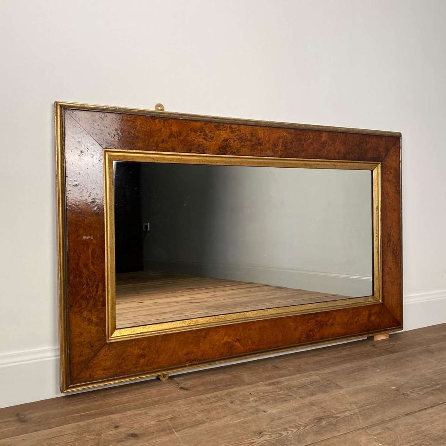 19th C Burr Elm and Giltwood Mirror
