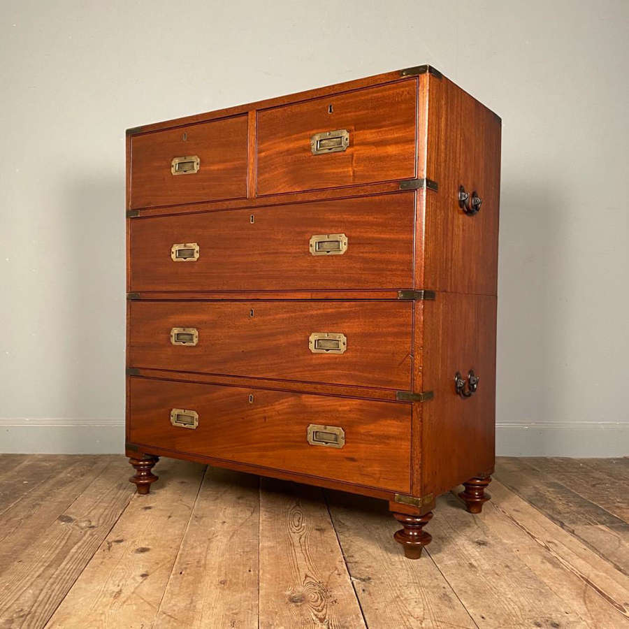 19th C Mahogany Campaign Chest of Drawers