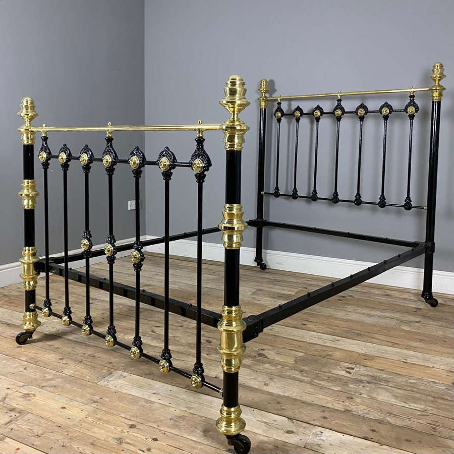 19th C Classic Brass & Iron Double Bed