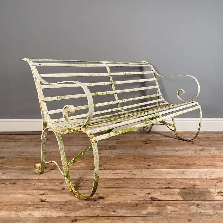 19th Century Wrought Iron Strap Work Iron Bench