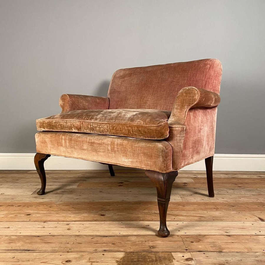 George II Style Small Velvet Sofa / Love Seat