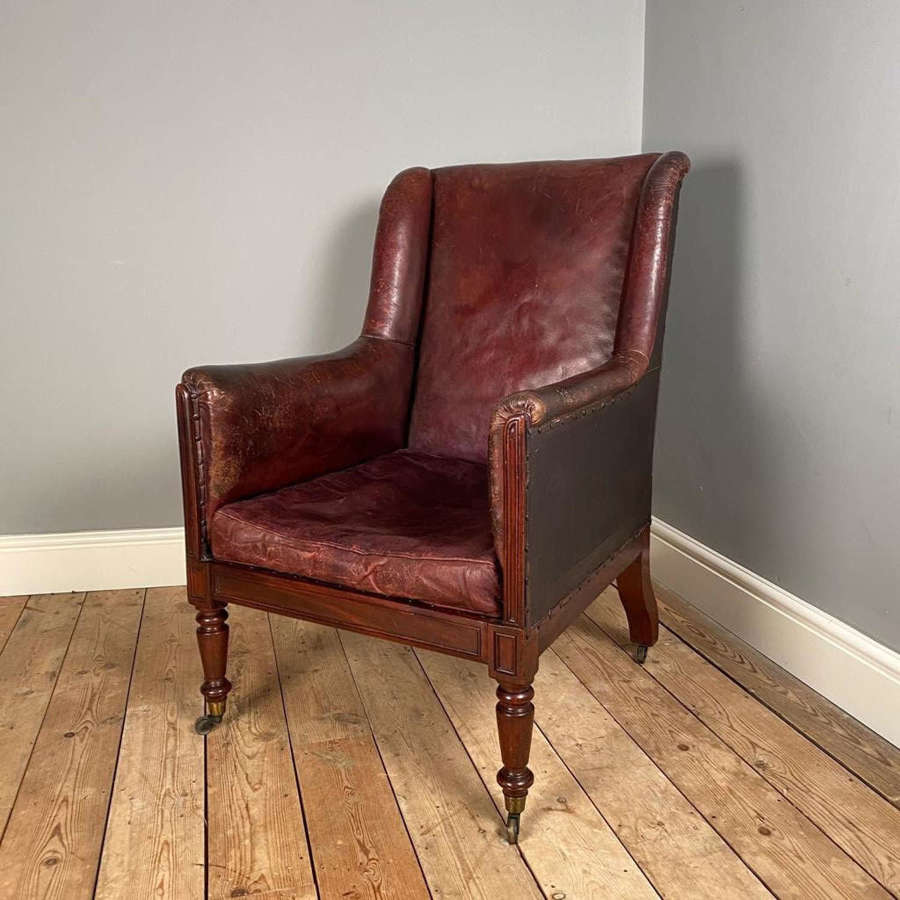 Regency Leather Library Chair in the Manner of Gillows