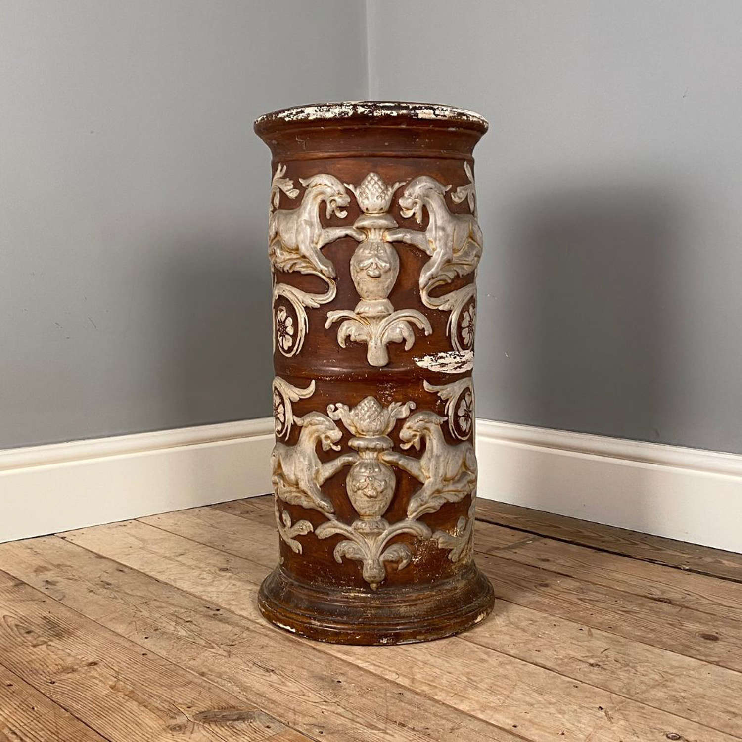 19th Century Glazed Terracotta Pedestal