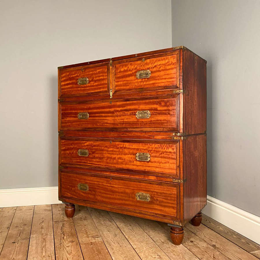 19th C Solid Satinwood Campaign Chest