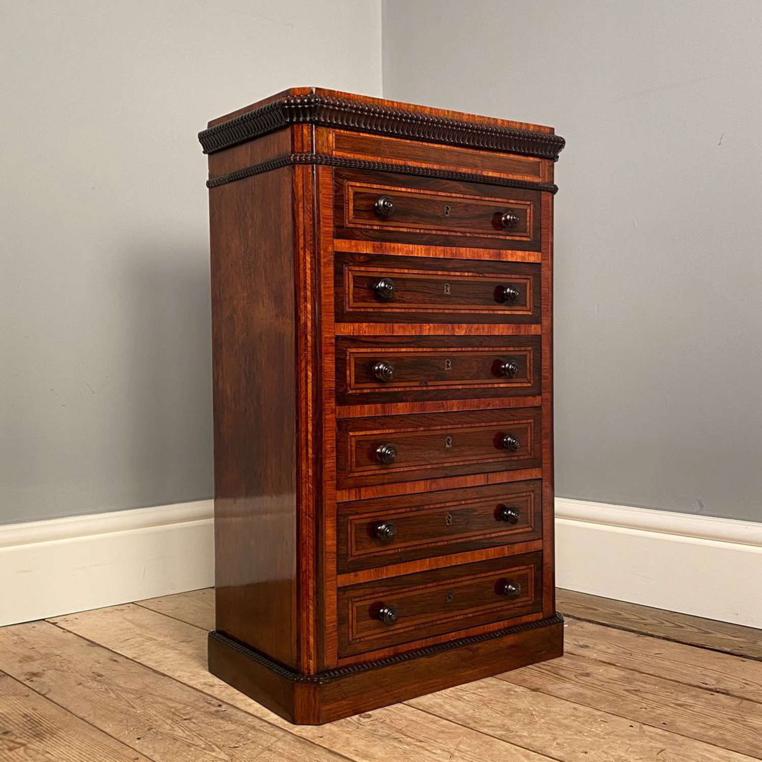 Small Rosewood Pillar Chest / Bedside