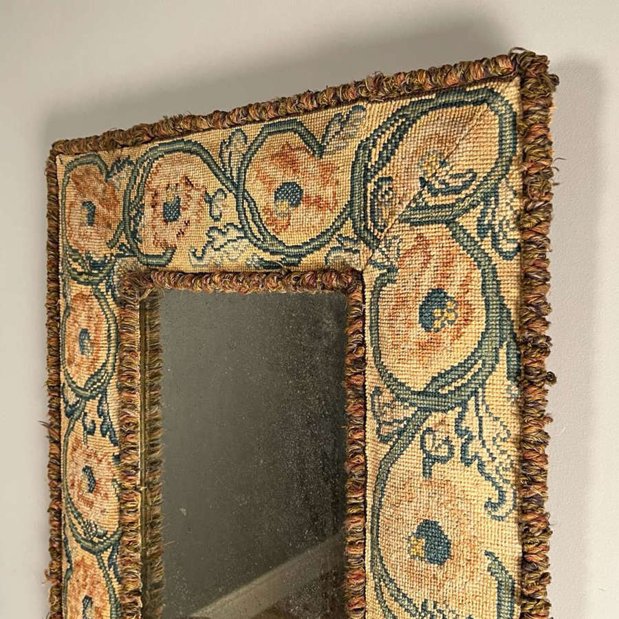 Rare Survivor - Beautiful 19th C Tapestry Wall Mirror