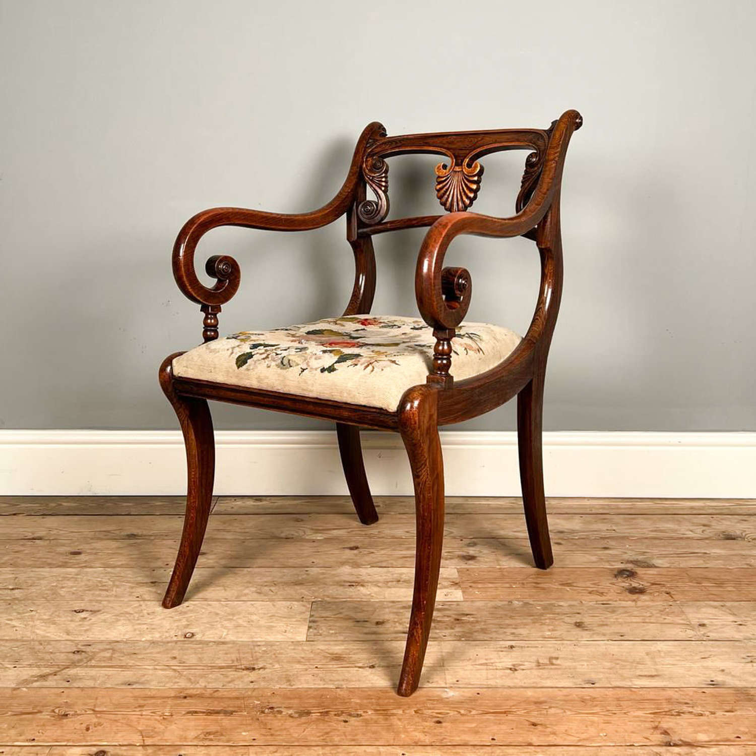 Superb Regency Faux Rosewood Elbow Chair