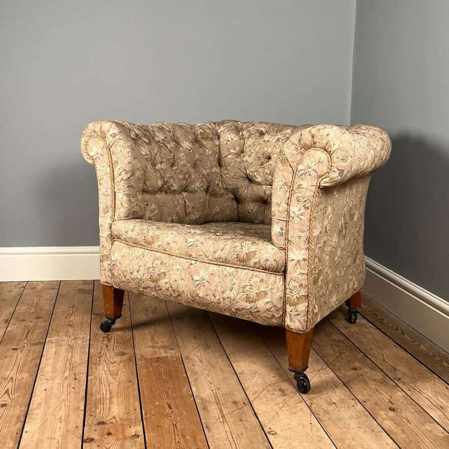 Large 19th C  Buttoned Tub Chair
