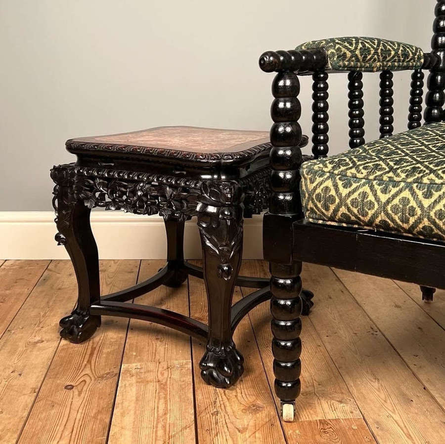 19th C Chinese Rosewood and Marble Low Table