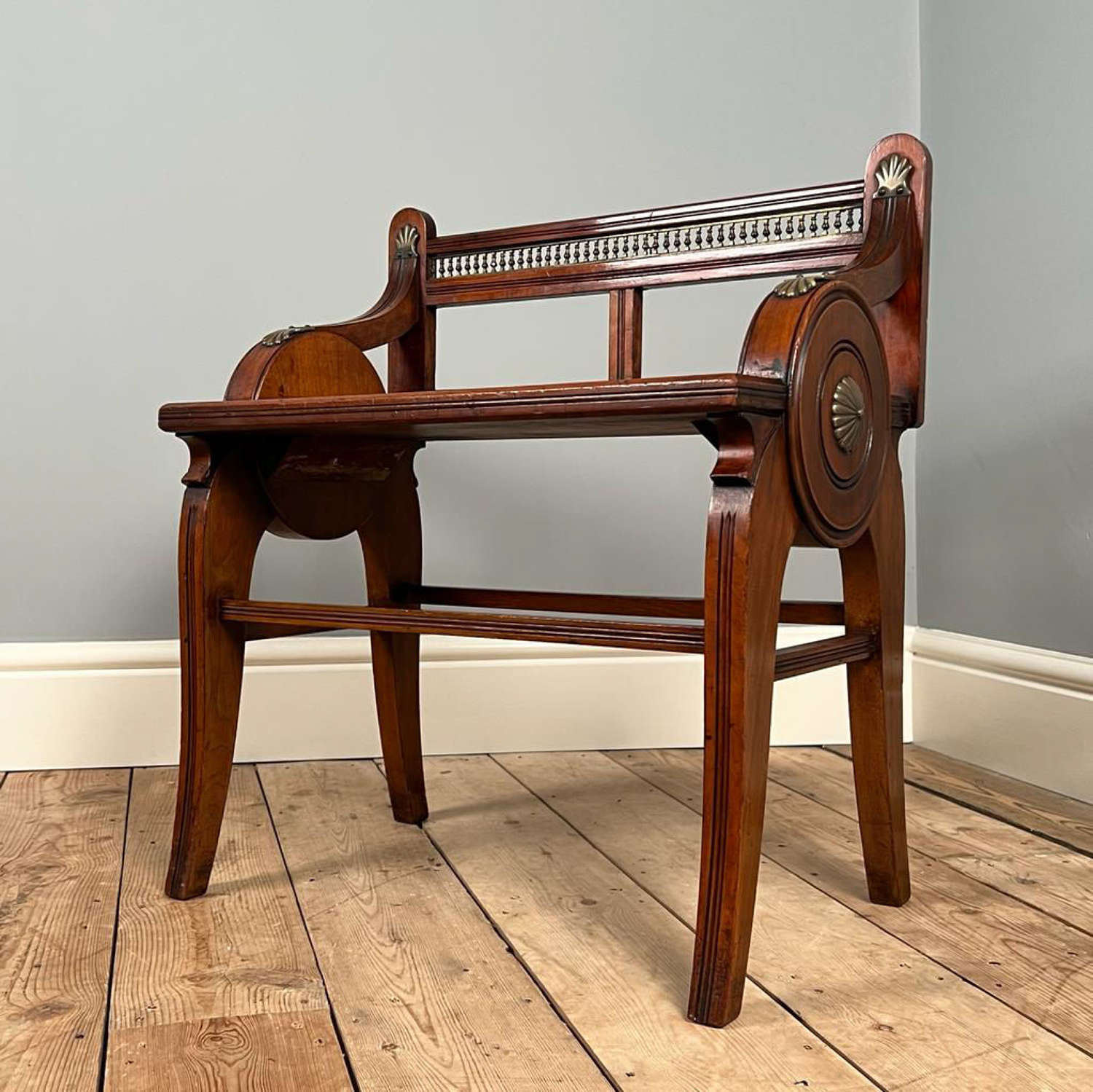 19th C Walnut Hall Bench by James Shoolbred