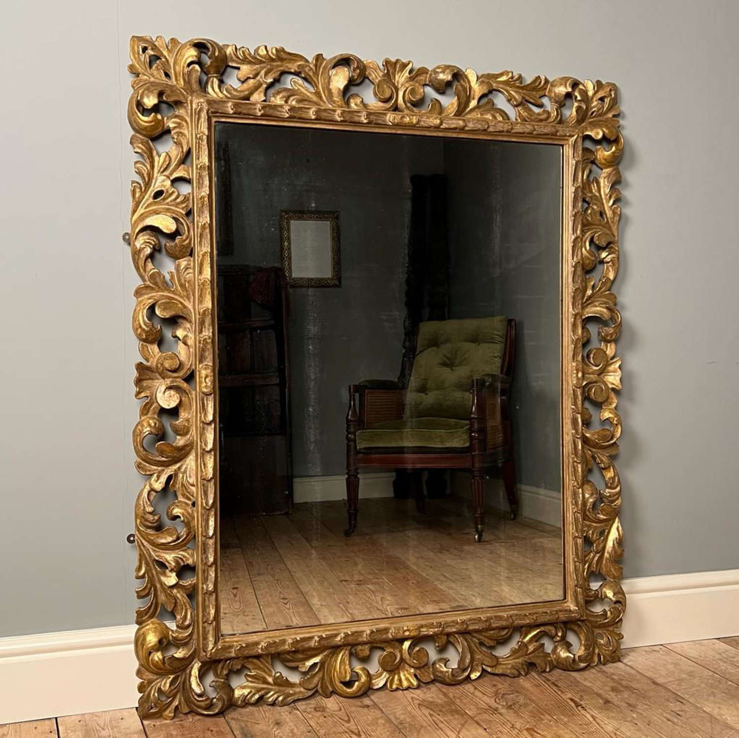Large 18th C Italian Giltwood Florentine Mirror