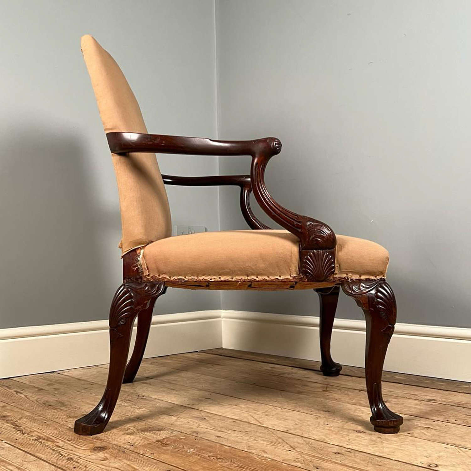 Superb George II Style Mahogany Gainsborough Chair