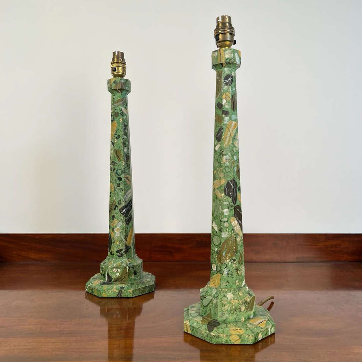 Pair of Mid Century Faux Marble Painted Lamp Bases
