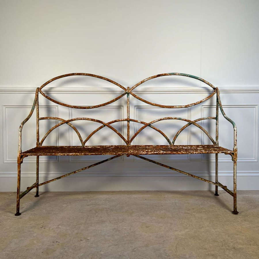 19th C English Wrought Iron Garden Bench