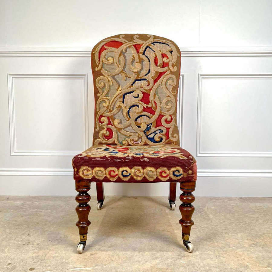 19th Slipper Chair in Beautiful Original Fabric