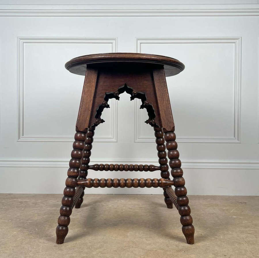 Stylish Arts & Crafts Oak Bobbin Table - Druce & Co