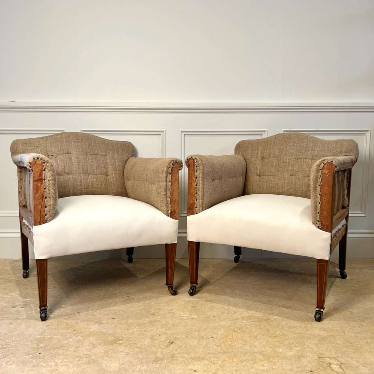 A Pair of Edwardian Mahogany Tub Chairs