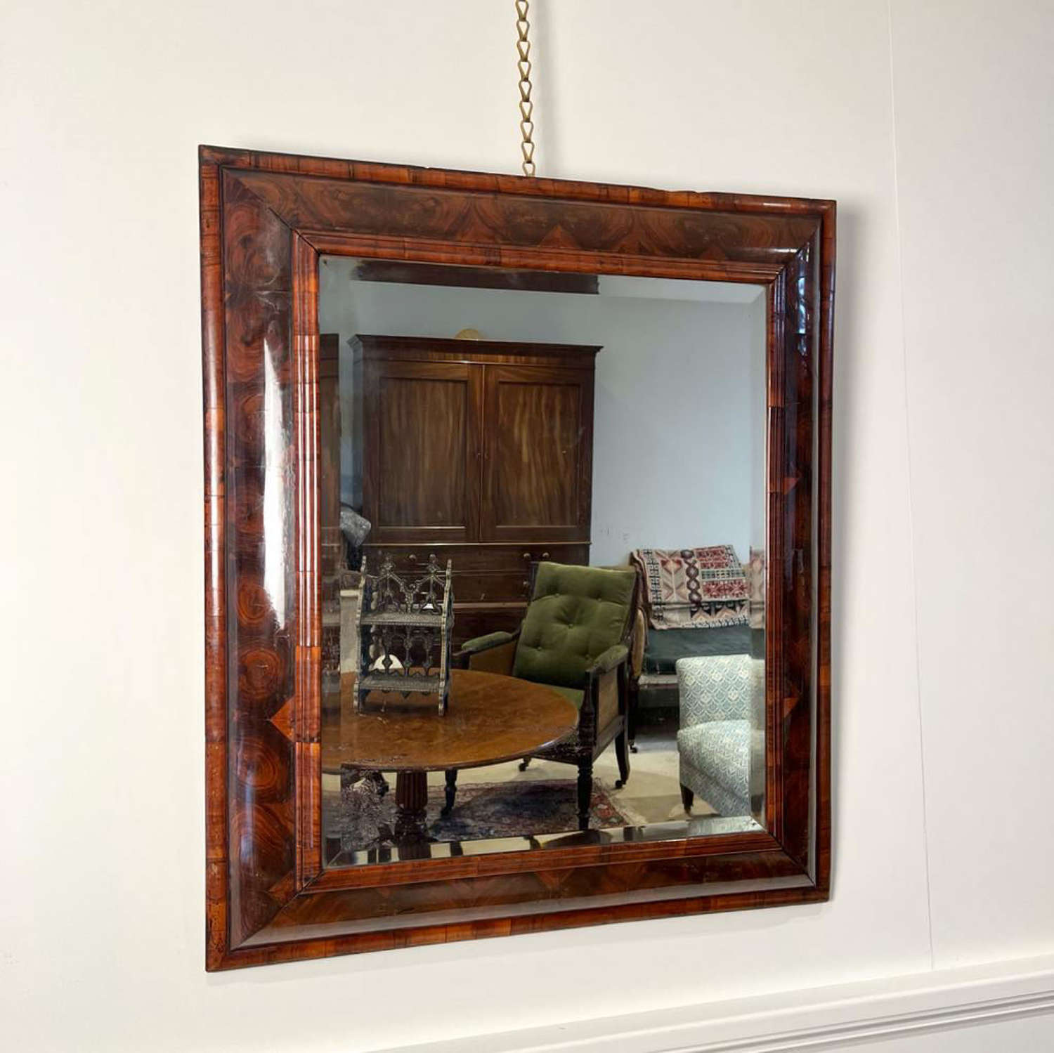 Large Rare  William & Mary Oyster Cushion Mirror